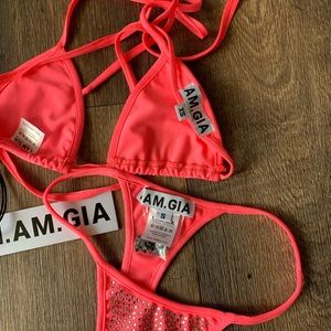 I. am. gia neon pink candy diamanté  bikini